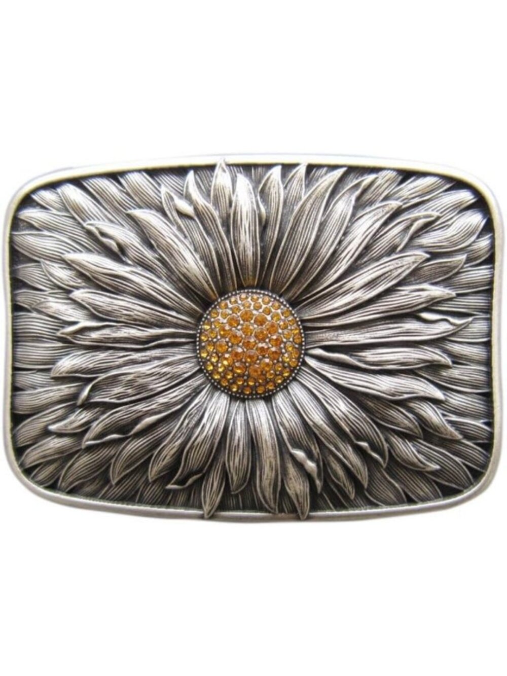 Vintage Silver Plated Rhinestone Daisy Bling Belt Buckle - Unique Accessory